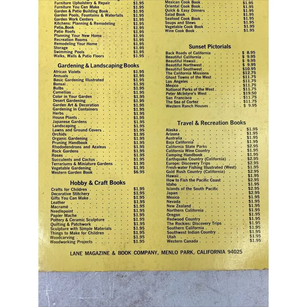 Vtg 1966 SUNSET QUICK & EASY DINNERS COOKBOOK - Paperback - 1st Edition 1st Prin